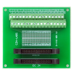 CZH-LABS Dual IDC-34 Pitch 2.0mm Male Header Terminal Block Breakout Board.