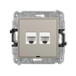 MINI Mechanizm gniazda komputerowego podwójnego 2xRJ45, kat. 6A, 8-stykowy, bez pola opisowego taupe 60MGKBO-8