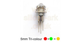Tri-coloured 5mm LED in chrome bezel