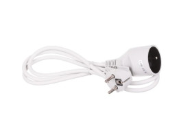 Przedłużacz 1-gniazdowy, 1,5m biały, 3x1,0mm H05VV-F OWY / 28221