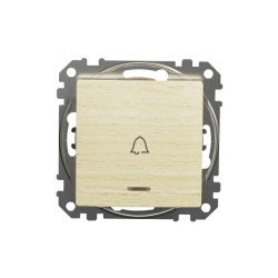 Przycisk 1-biegunowy dzwonek z podświetleniem, brzoza, efekt drewna, Sedna Design i Elements SDD180131L