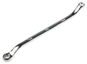 Klucz oczkowy odgięty, roz. 6 x 7 mm, dł. 165 mm, materiał: Stal chromowo-wanadowa, RS PRO