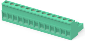 PCB terminal, 13 pole, pitch 5.08 mm, AWG 30-12, 15 A, cage clamp, green, 1-796634-3