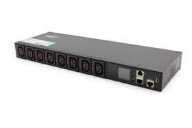 Listwa zasilająca SMART PDU 1U, gniazdo zasilające IEC320 C20 16A/250V, gniazda 8x C13, 16A DN-DP-H-1-8C13