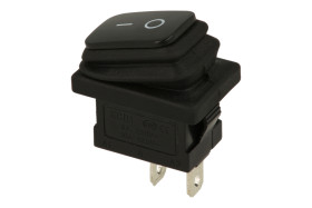 Przełącznik; klawiszowy (kołyskowy); wodoodporny; KCD1-0111- 11_000XX; ON-OFF; 1 tor; czarny; bez podświetlenia; bistabilny; kon
