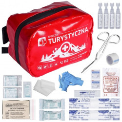 Apteczka pierwszej pomocy turystyczna wodoodporna typ 350 mała i lekka czerwona MEDAID