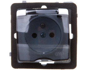 KARO Gniazdo bryzgoszczelne z/u IP44 klapka przezroczysta białe GPH-1SZ/m/00/d