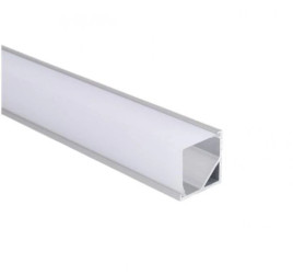 Profil LED kątowy kwadrat anod. aluminium 2m z kloszem, zaślepkami i uchwytami, dla taśm do 10mm