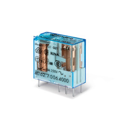 Przekaźnik mocy 6V dc DPDT Finder 650mW, montaż PCB 55Ω Wciskane