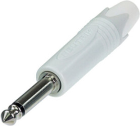 6.35 mm jack plug, 2 pole (mono), solder connection, POM, NP2X-WT