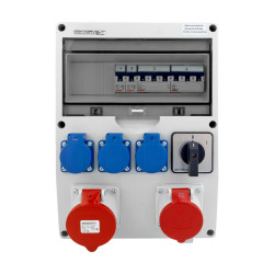 Zabezpieczona rozdzielnica budowlana TD-S 32A 16A erbetka 3x230V z łącznikiem krzywkowym 0-1 Doktorvolt DV-0281-D