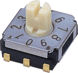 Encoding rotary switch, 10 pole, BCD, straight, 100 mA/5 VDC, SA-7110A