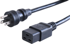 Device connection cable, North America, plug type B, straight on C19 socket, straight, SJT 3 x AWG 14, black, 2.5 m, N5/15-SJT3X