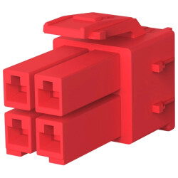Socket header, 4 pole, pitch 3.96 mm, straight, red, 1-368575-2