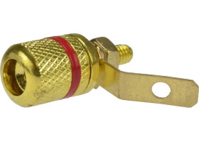 Gniazdo głośnikowe typu BANAN skręcane do obudowy pozłacane czerwone