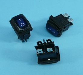 KCD1-6B 6A/250V 3-PIN PODŚ.LED BLUE
