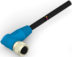 Sensor actuator cable, M12-cable socket, angled to open end, 8 pole, 5 m, PVC, black, 2 A, T4161410008-005