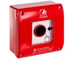 Ręczny ostrzegacz przeciwpożarowy natynkowy, styk 1Z+LED 230V AC OP1-W01-B10-230