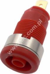 SEB 2610 F4.8 RT Gniazdo bezp. 4mm, konektor 4,8mm, 25A, czerwony, Hirschmann, 972355101, SEB2610F4.8RT
