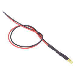 Yellow 3mm Prewired Diffused LED 20cm Cable 12V