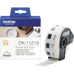 Brother DK11219 Round Label Roll 12mm Paper White 1200 Labels per Roll