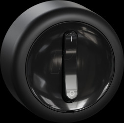 WDE015907 Off-switch, 2p, surface-mounted, complete, black, round, Renova