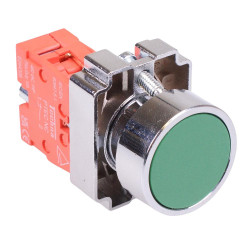 Techna PtecMetPNGreen Green Flush Push Button Switch Metal 10A 1NC