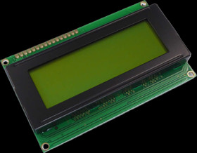 LCD display, 20 x 4 character, STN yellow/green, viewing area: 76.3 x 25 mm, DEM 20485 SYH-LY-CYR22