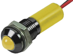 Lampka kontrolna do montażu panelowego 110V ac, Żółta 8mm LED Wyprowadzenia RS PRO