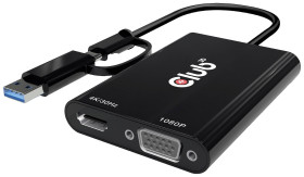 club3D USB 3.2 Gen 1 (USB 3.0) adapter [1x USB-A, USB-C - 1x złącze żeńskie HDMI, złącze żeńskie VGA] Adapter USB Typ C/