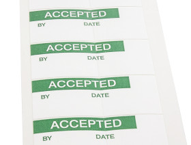 Etykieta samoprzylepna z nadrukiem tekst Accepted 140 szt. RS PRO Klej