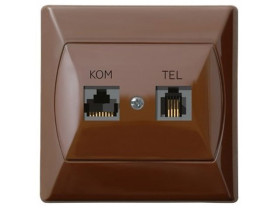 AKCENT Gniazdo komputerowo-telefoniczne RJ 45 kat. 5e (8-stykowe) + RJ 11 (4-stykowe) brązowy GPKT-A/F/24 OSPEL