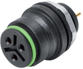 Panel socket, 3 pole, THT, snap lock, straight, 99 9108 090 03