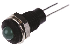 Lampka kontrolna do montażu panelowego 2.1V, zielona 6.1mm LED Czarny Wyprowadzenia Bulgin