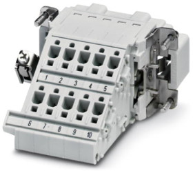 Pin contact insert, 10B, 10 pole, equipped, push-in, with PE contact, 1648429