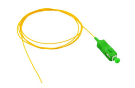 Pigtail światłowodowy SC/APC, LSZH, 1m, G.657, 0.9mm, Loose Tube (Easy strip), żółty