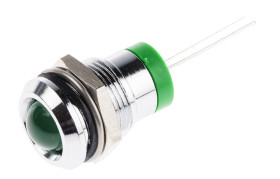 Lampka kontrolna do montażu panelowego 2V dc, zielona 12mm LED Chrom RS PRO