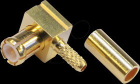 100024981 MCX angled connector for RG-178B/U, gold plated