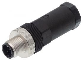 ELST 5012 PG9, M12, 5 styków, złącze męskie (wtyk) proste, dławik PG9 (6-8mm), nakrętka metalowa, Hirschmann, 933164100, ELST501