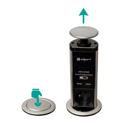 Listwa zasil.chowana 3gn.+ 2xUSB (mont.w blacie)