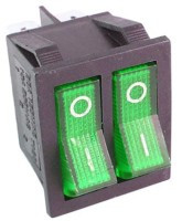 MK1013G Przełacznik kołyskowy, zielony, podwójny ON-OFF otwór montażowy: 22x28mm - ostatnia sztuka