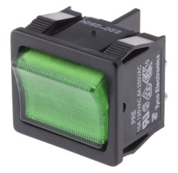 Przełącznik kołyskowy Wł.-wył. podświetlany 10 A DPST Zielony TE Connectivity