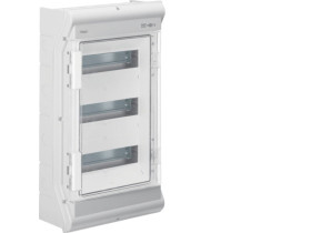 Rozdzielnica hermetyczna natynkowa 36 modułowa 3x12M drzwi transparentne UV z przetłoczeniami IP65 vector outdoor VE312PN HAGER