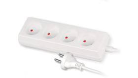 Przedłużacz 4-Gniazda B/U 10A 3M /Omy 2X1/ Biały Ps-460