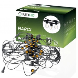 Girlanda Ogrodowa Zewnętrzna Łańcuch Świetlny 15m 30x E27 NARCI LUMILED