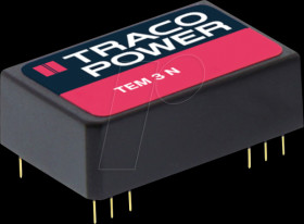 TEM 3-1223N DC/DC converter, TEM 3 series, 3 W, 12±10%/±15 VDC, DIP