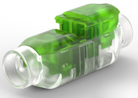 Butt connectorwith insulation, 0.33-0.52 mm², AWG 22 to 20, transparent/green, 36.4 mm, 2213800-3