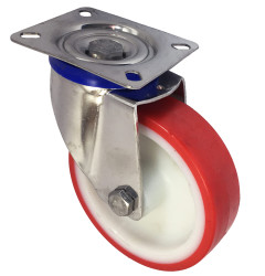 Koło samonastawne średnica kabla 100mm Płyta RS PRO 150kg wysokość całkowita 128mm