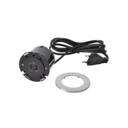 INCARA Gniazdo meblowe DISQ 60 USB A+C 2,0 m metal/czarny 654732