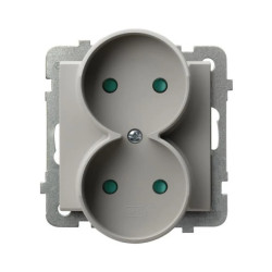 SONATA Gniazdo podwójne z przesłonami torów prądowych, moduł bez ramki kaszmir GP-2RRP/m/82